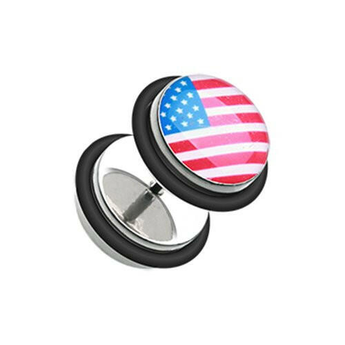 Classic American Steel Fake Plug with O-Rings Fake Plug Impulse Piercings 16 gauge (1.2mm)