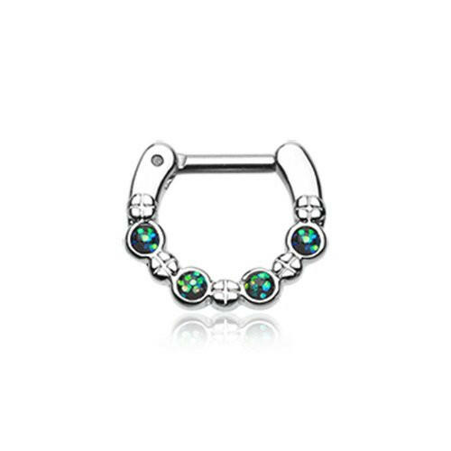 Classic Aurea Sparkle Septum Clicker Septum Ring Impulse Piercings 16 GA (1.2mm) 1/4" (6mm)