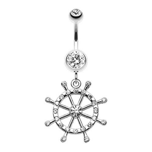 Classic Boat Anchor Wheel Belly Button Ring Navel Ring Impulse Piercings Clear