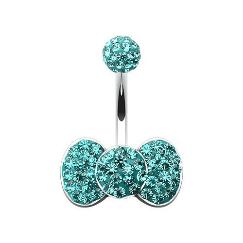 Classic Bow-Tie Multi-Sprinkle Dot Belly Button Ring Navel Ring Impulse Piercings Teal