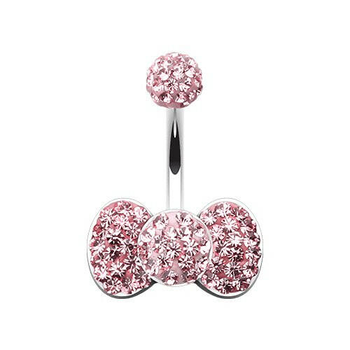 Classic Bow-Tie Multi-Sprinkle Dot Belly Button Ring Navel Ring Impulse Piercings Light Pink