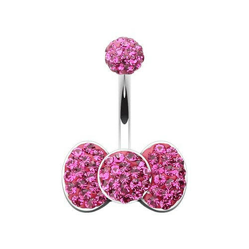 Classic Bow-Tie Multi-Sprinkle Dot Belly Button Ring Navel Ring Impulse Piercings Fuchsia