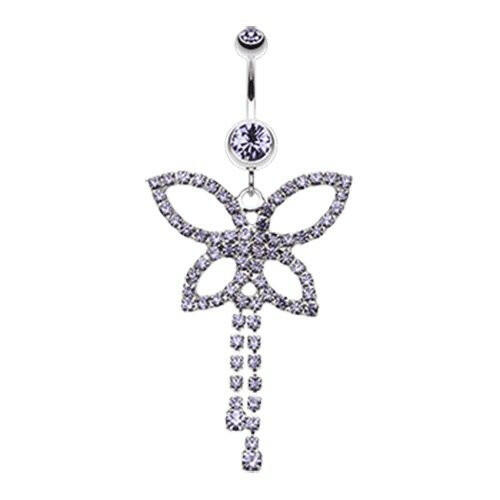 Classic Butterfly Sparkle Belly Button Ring Navel Ring Impulse Piercings Tanzanite