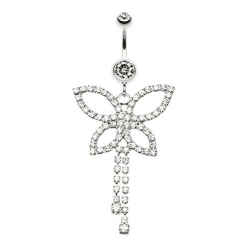 Classic Butterfly Sparkle Belly Button Ring Navel Ring Impulse Piercings Clear