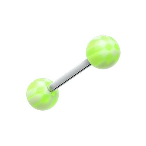 Classic Checker Acrylic Top Barbell Tongue Ring Barbell Impulse Piercings Green