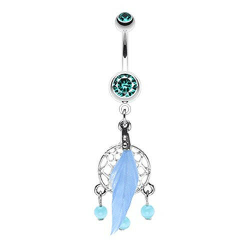 Classic Dream Catcher Belly Button Ring Navel Ring Impulse Piercings Teal