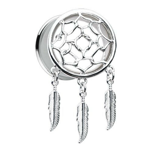 Classic Dreamcatcher Feather Dangle Ear Gauge Plug Earrings Plug Earrings Impulse Piercings 6 GA (4mm)