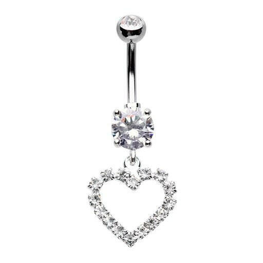 Classic Heart Gem Cubic Zirconia Belly Button Ring Navel Ring Impulse Piercings