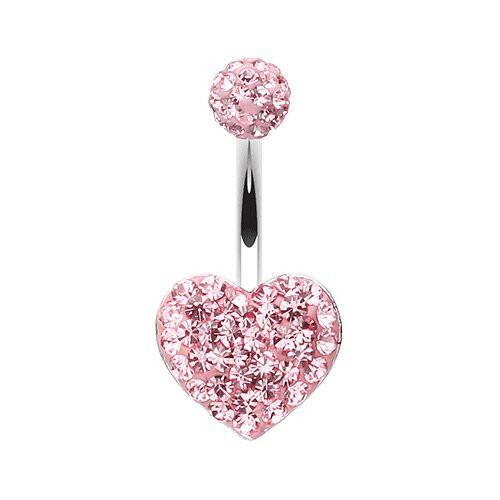 Classic Heart Multi-Sprinkle Dot Belly Button Ring Navel Ring Impulse Piercings Light Pink