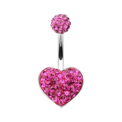 Classic Heart Multi-Sprinkle Dot Belly Button Ring Navel Ring Impulse Piercings Fuchsia