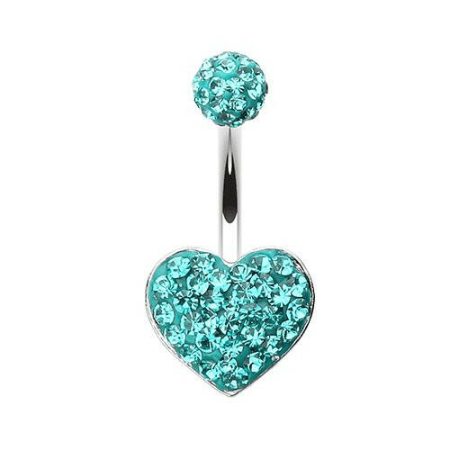 Classic Heart Multi-Sprinkle Dot Belly Button Ring Navel Ring Impulse Piercings Teal