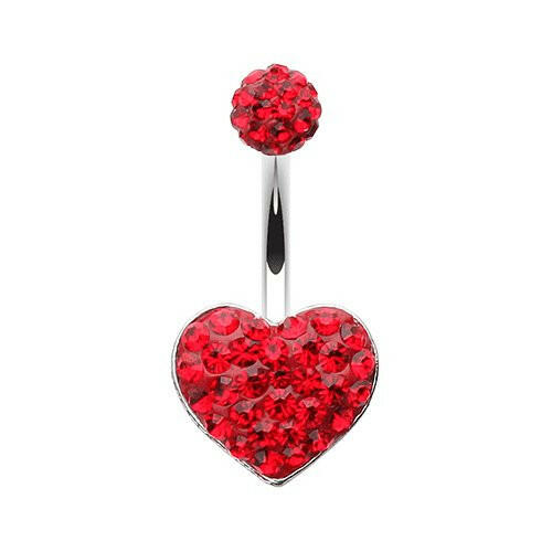 Classic Heart Multi-Sprinkle Dot Belly Button Ring Navel Ring Impulse Piercings Red