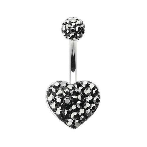 Classic Heart Multi-Sprinkle Dot Belly Button Ring Navel Ring Impulse Piercings Hematite