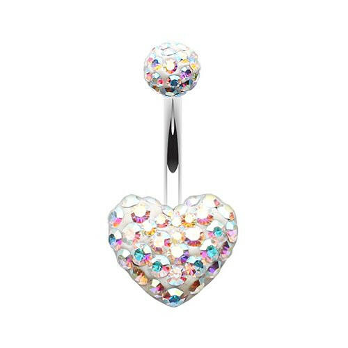 Classic Heart Multi-Sprinkle Dot Belly Button Ring Navel Ring Impulse Piercings Aurora Borealis