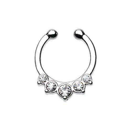 Classic Multi-Gem Precia Fake Septum Clip-On Ring Fake Septum Ring Impulse Piercings