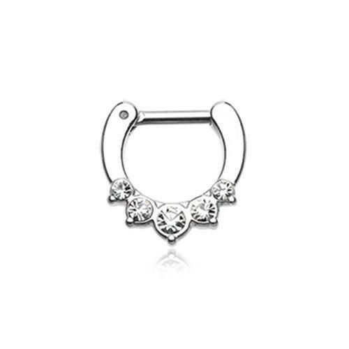 Classic Multi-Gem Precia Septum Clicker Septum Ring Impulse Piercings 16 GA (1.2mm) 1/4" (6mm)