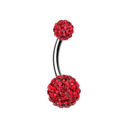 Classic Multi-Sprinkle Dot Belly Button Ring Navel Ring Impulse Piercings Red