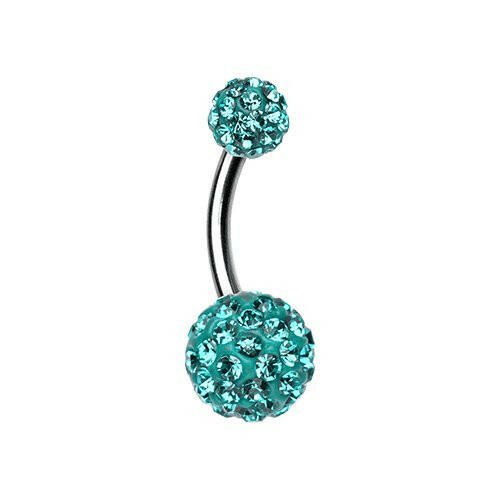 Classic Multi-Sprinkle Dot Belly Button Ring Navel Ring Impulse Piercings Teal