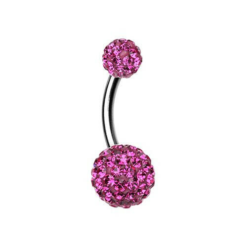 Classic Multi-Sprinkle Dot Belly Button Ring Navel Ring Impulse Piercings Fuchsia