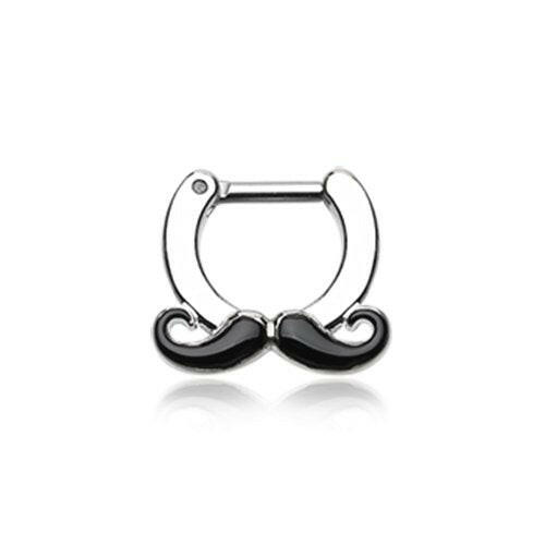 Classic Mustache Septum Clicker Septum Ring Impulse Piercings 16 GA (1.2mm) Length: 1/4" (6mm)