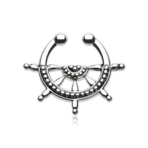 Classic Nautical Wheel Fake Septum Clip-On Ring Fake Septum Ring Impulse Piercings