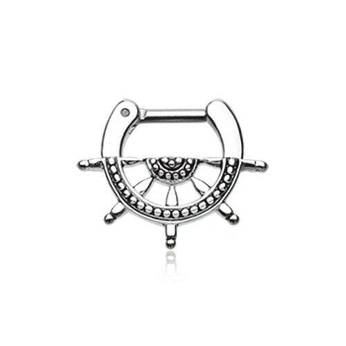 Classic Nautical Wheel Septum Clicker Septum Ring Impulse Piercings 16 GA (1.2mm) 1/4" (6mm)