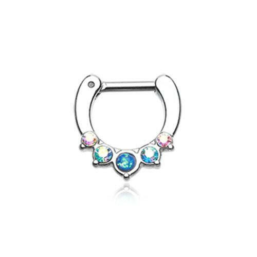 Classic Opal Precia Septum Clicker Septum Ring Impulse Piercings 16 GA (1.2mm) 1/4" (6mm)