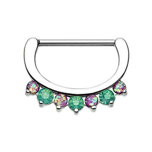 Classic Opal Sparkle Nipple Clicker Nipple Ring Impulse Piercings 14 GA (1.6mm) Purple/Pacific Opal