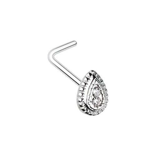 Classic Ornate Teardrop L-Shape Nose Ring Nose Ring Impulse Piercings