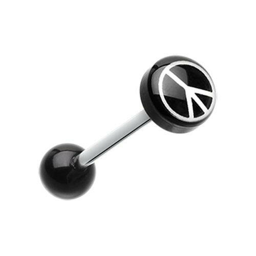 Classic Peace Logo Acrylic Barbell Tongue Ring Barbell Impulse Piercings