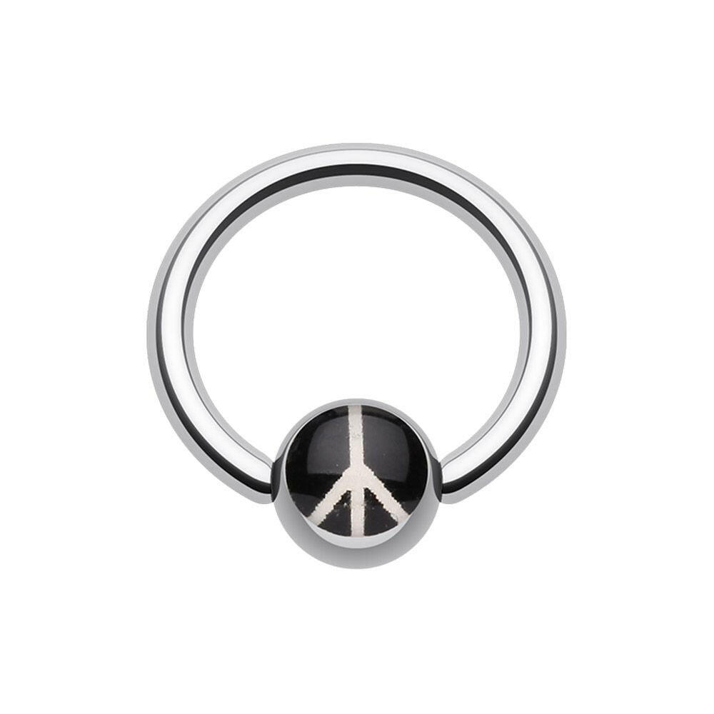 Classic Peace Logo Ball Captive Bead Ring Captive Bead Impulse Piercings