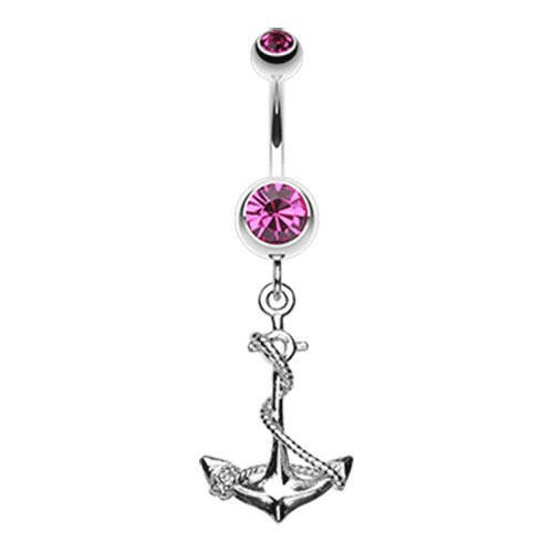 Classic Rope Anchor Belly Button Ring Navel Ring Impulse Piercings Fuchsia