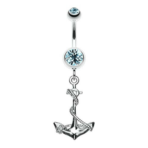 Classic Rope Anchor Belly Button Ring Navel Ring Impulse Piercings Aqua