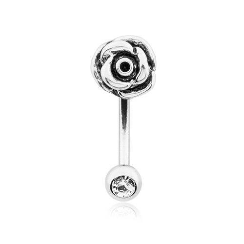 Classic Rose Curved Barbell Eyebrow Ring Curved Barbell Impulse Piercings