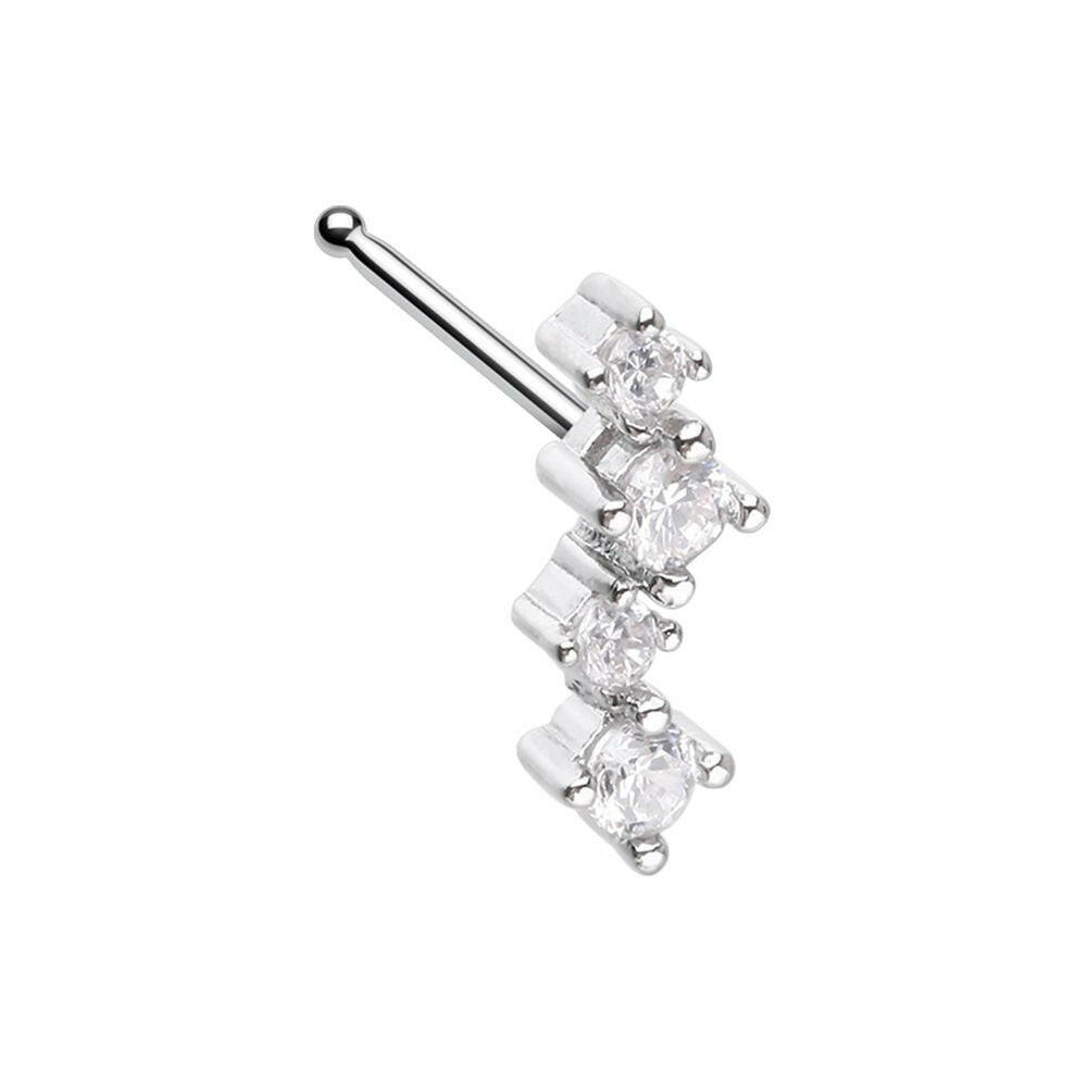 Classic Zig Zag CZ Nose Stud Ring Nose Ring Impulse Piercings 20 GA Length (7mm)