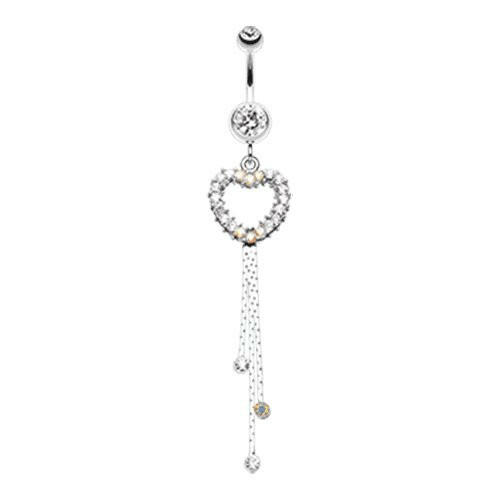 Classy Heart Cascading Belly Button Ring Navel Ring Impulse Piercings Clear