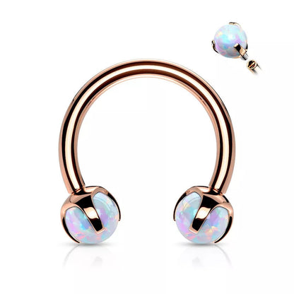 Claw Set Opals on Internally Threaded 316L Surgical Steel Horseshoes for Cartilage, Daith, Eyebrow, Septum and More Horseshoe Skin Metals