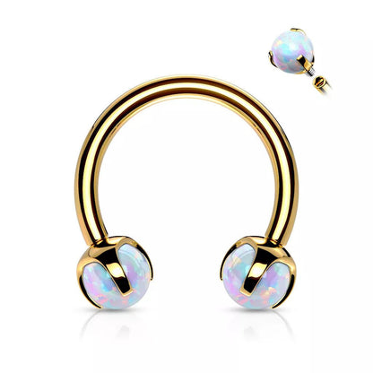 Claw Set Opals on Internally Threaded 316L Surgical Steel Horseshoes for Cartilage, Daith, Eyebrow, Septum and More Horseshoe Skin Metals