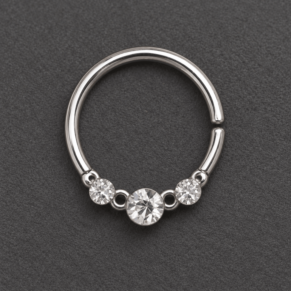 Clear CZ Trio Annealed Seamless Ring - Skin Metals