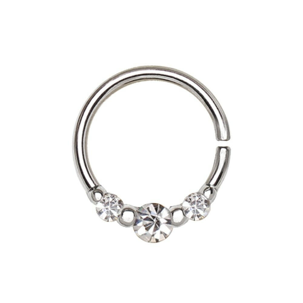 Clear CZ Trio Annealed Seamless Ring Seamless Ring Impulse Piercings