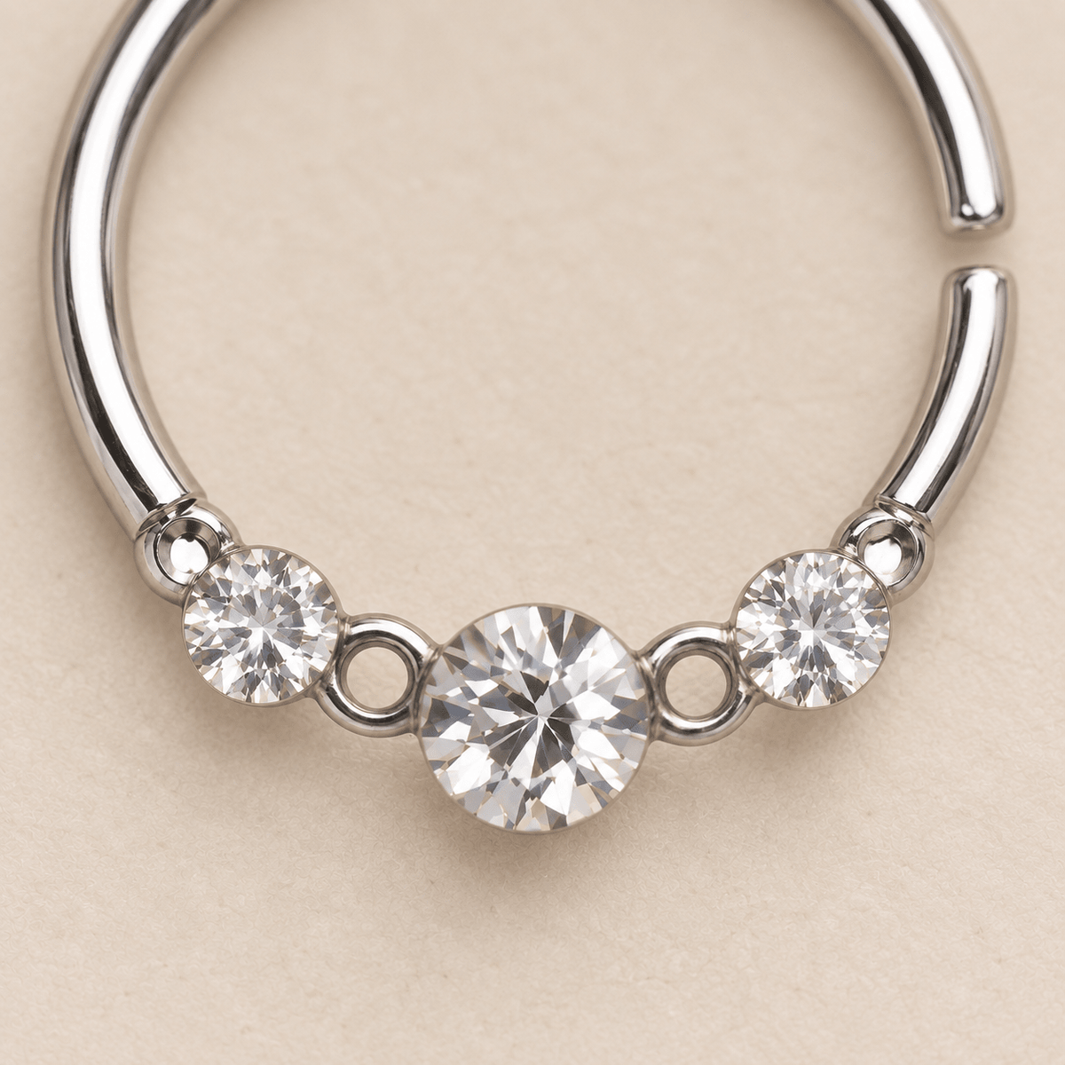 Clear CZ Trio Annealed Seamless Ring - Skin Metals