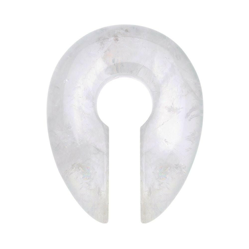 Clear Quartz Natural Stone Keyhole Ear Weight Gauge Hanger Tapers Impulse Piercings 2 GA (6.5mm)