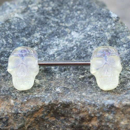 Clear Resin Skull Nipple Bar Nipple Ring Impulse Piercings