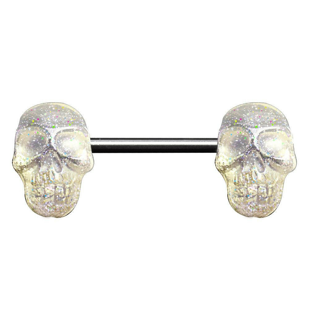 Clear Resin Skull Nipple Bar Nipple Ring Impulse Piercings