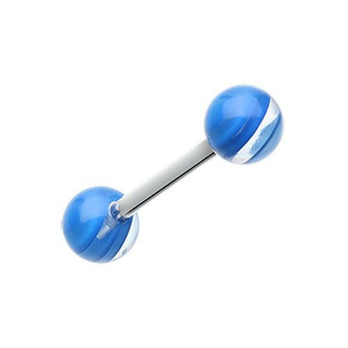 Clear Stripe UV Acrylic Barbell Tongue Ring Barbell Impulse Piercings Blue