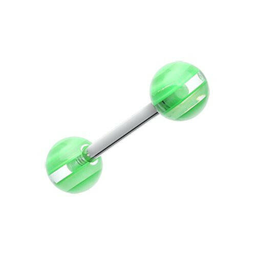 Clear Stripe UV Acrylic Barbell Tongue Ring Barbell Impulse Piercings Green