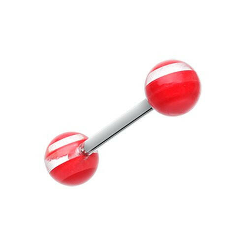 Clear Stripe UV Acrylic Barbell Tongue Ring Barbell Impulse Piercings Red