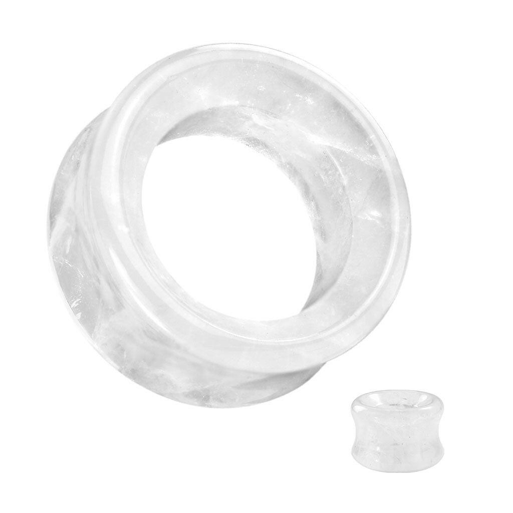 Cloudy Quartz Double Flare Saddle Tunnel Plugs Impulse Piercings