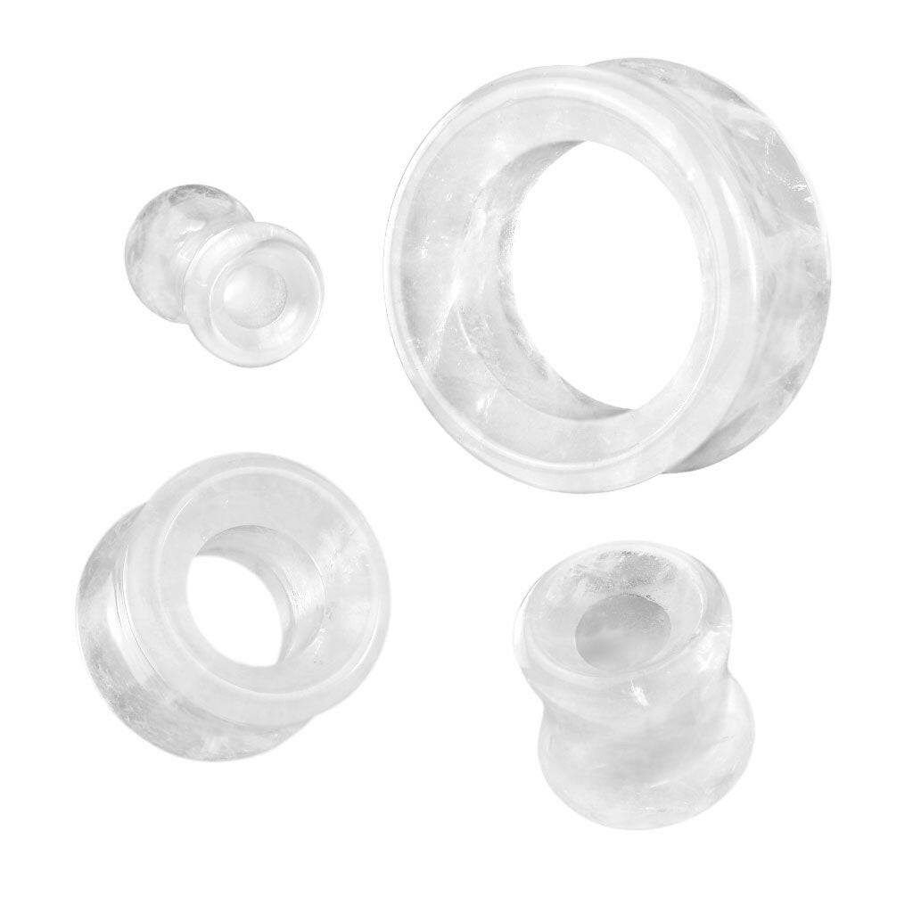 Cloudy Quartz Double Flare Saddle Tunnel Plugs Impulse Piercings