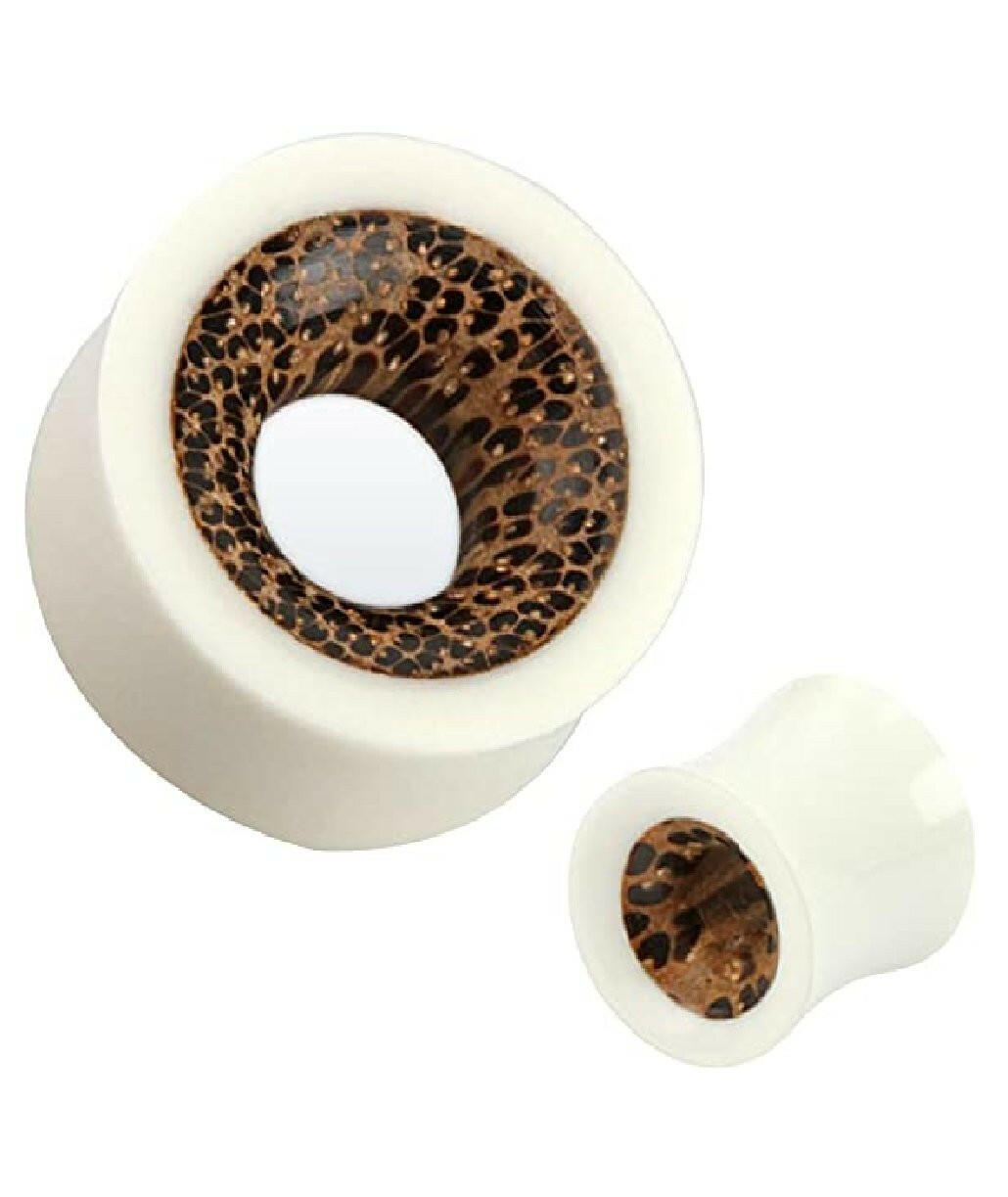 Coco Wood and Organic Bone Saddle Fit Tunnels Plugs Impulse Piercings 0GA (8mm)